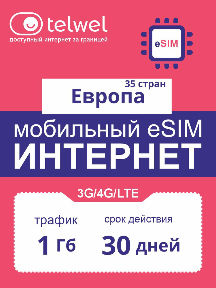 eSIM Европа — 20 ГБ / 30 дней